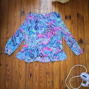 Lilly Pulitzer Vibrant Blue and Pink Blouse